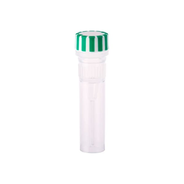 Celltreat Scientific Products CELLTREAT 0.5mL Screw Top Micro Tube & Cap, Self-Standing, Grip Band, Green, Sterile, 500PK 230810 - main